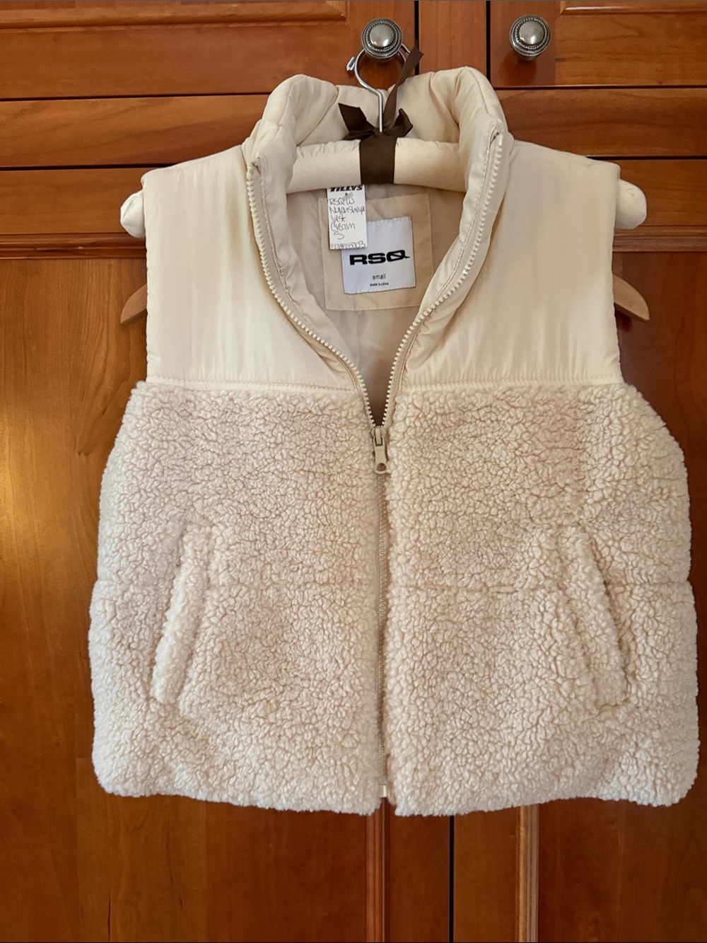 RSQ Cream Sherpa & Puffer Vest for Kids